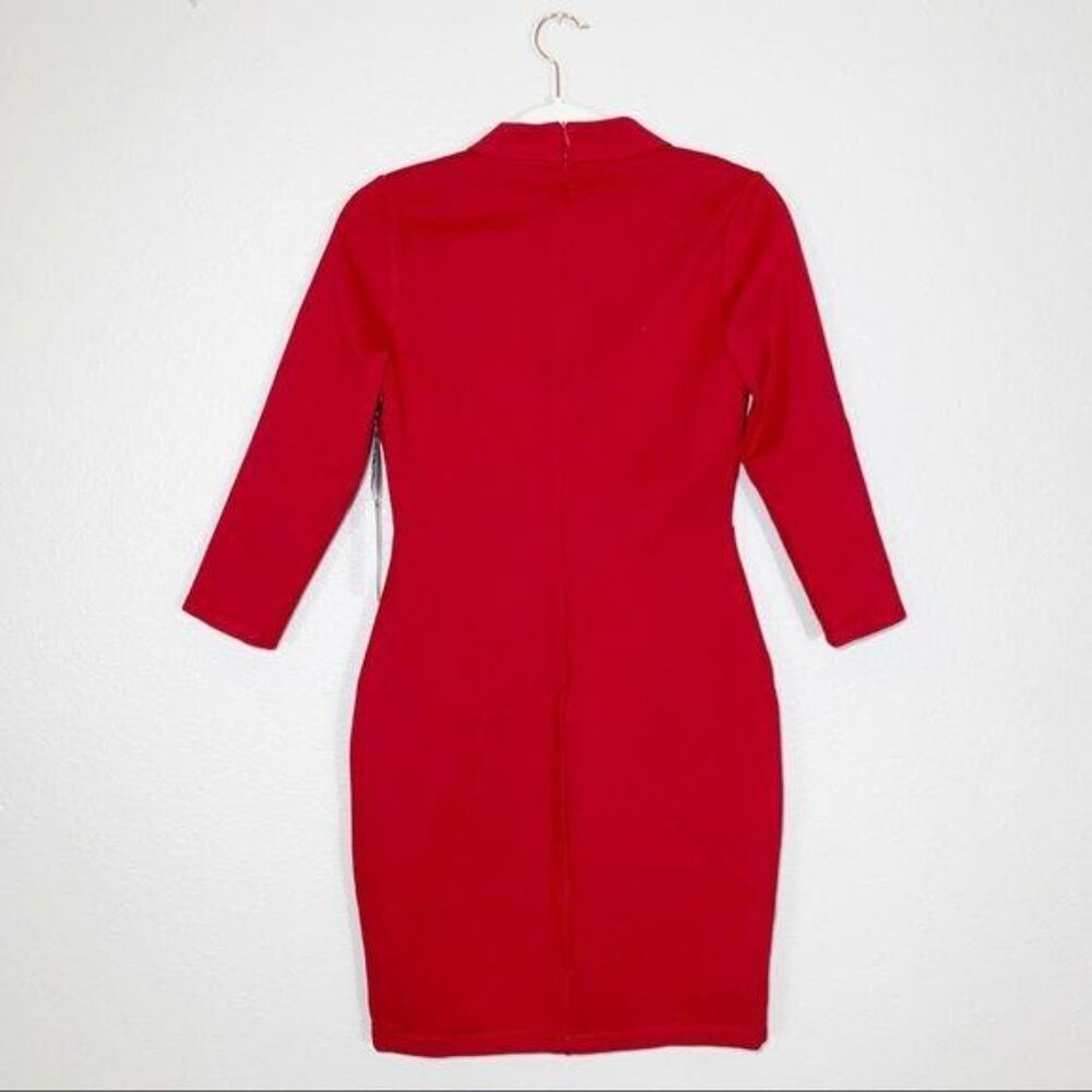 Lulus Seven Wonders Dark Red Bodycon Mini Dress Size Large Cutout Stretchy  New - Picture 5 of 10